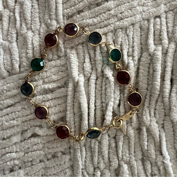 Swarovski Swan Gold Tone Bezel Set Multicolor Crystal Bracelet - Picture 6 of 7